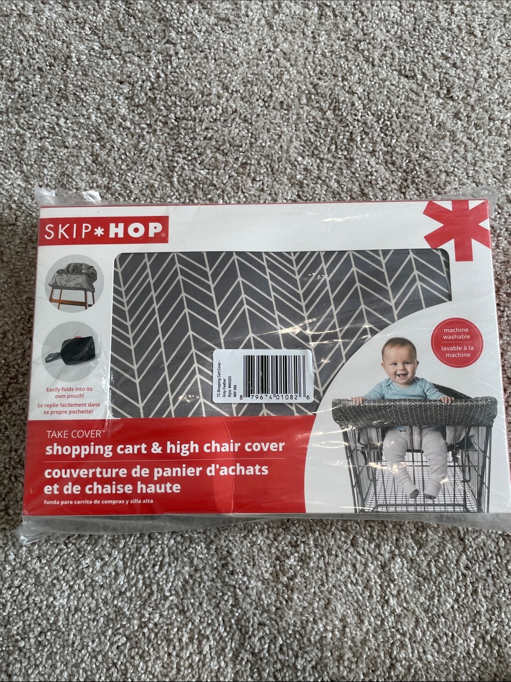 Skip Hop Gray Chevron Shopping Cart & High Chair Cover